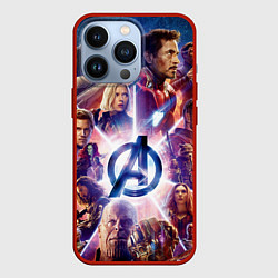 Чехол для iPhone 13 Pro Танос и мстители, цвет: 3D-красный