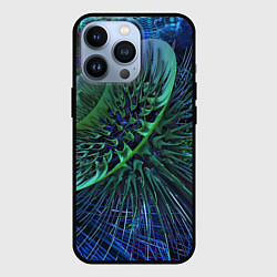 Чехол для iPhone 13 Pro Фрактальный узор шипы, цвет: 3D-черный