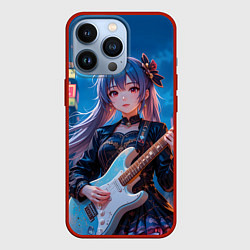 Чехол для iPhone 13 Pro Аниме девочка с электрогитарой, цвет: 3D-красный