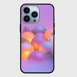 Чехол для iPhone 13 Pro Нежные новогодние шары, цвет: 3D-черный