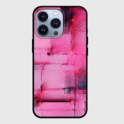 Чехол для iPhone 13 Pro Чёрные пятна на розовом фоне абстракция, цвет: 3D-черный