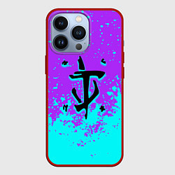 Чехол для iPhone 13 Pro Doom краски неон лого, цвет: 3D-красный