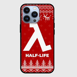 Чехол для iPhone 13 Pro Новогодний Half-Life с оленями, цвет: 3D-черный