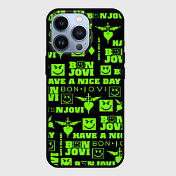 Чехол для iPhone 13 Pro Bon Jovi кислотный паттерн, цвет: 3D-черный