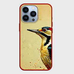 Чехол для iPhone 13 Pro Большой дятел, цвет: 3D-красный