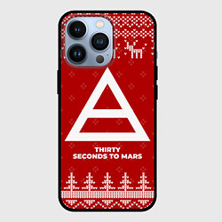 Чехол для iPhone 13 Pro Новогодний Thirty Seconds to Mars с оленями, цвет: 3D-черный