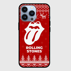 Чехол для iPhone 13 Pro Новогодний Rolling Stones с оленями, цвет: 3D-черный