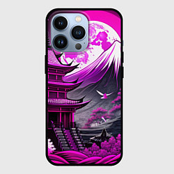 Чехол для iPhone 13 Pro Япония гора в фиолетовом свете, цвет: 3D-черный