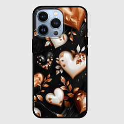 Чехол для iPhone 13 Pro Сердечки и листочки, цвет: 3D-черный