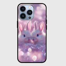 Чехол для iPhone 13 Pro Влюбленные зайчики, цвет: 3D-черный