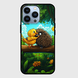 Чехол для iPhone 13 Pro Цыпленок обнимает ежика, цвет: 3D-черный