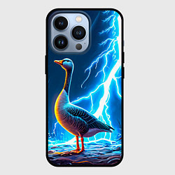 Чехол для iPhone 13 Pro Гусь и разряд молнии, цвет: 3D-черный