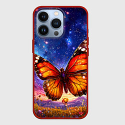 Чехол для iPhone 13 Pro Бабочка в космосе, цвет: 3D-красный