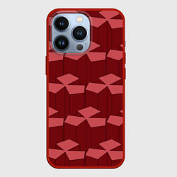 Чехол для iPhone 13 Pro Геометрический узор из вишнево красных блоков, цвет: 3D-красный
