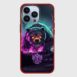Чехол для iPhone 13 Pro Атакующий русский медведь, цвет: 3D-красный