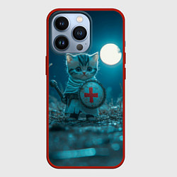 Чехол для iPhone 13 Pro Котенок выходит на тропу войны, цвет: 3D-красный