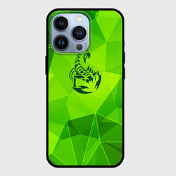 Чехол для iPhone 13 Pro Scorpions green poly, цвет: 3D-черный