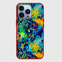 Чехол для iPhone 13 Pro Абстракция - пуантилизм, цвет: 3D-красный