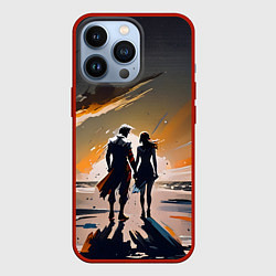 Чехол для iPhone 13 Pro Пара на пляже, цвет: 3D-красный