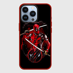 Чехол для iPhone 13 Pro Дэдпул с катанами, цвет: 3D-красный