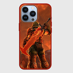 Чехол для iPhone 13 Pro Палач рока и башня Doom, цвет: 3D-красный