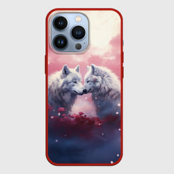 Чехол для iPhone 13 Pro Волчья пара, цвет: 3D-красный