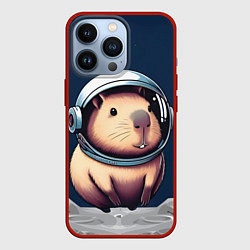 Чехол для iPhone 13 Pro Капибара космонавт в космосе, цвет: 3D-красный