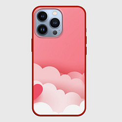 Чехол для iPhone 13 Pro Облака любви, цвет: 3D-красный