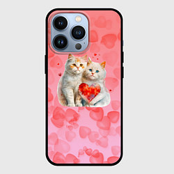 Чехол для iPhone 13 Pro Котята и сердечки, цвет: 3D-черный