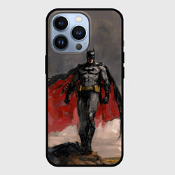 Чехол для iPhone 13 Pro Бэтмен стоит на обрыве скалы, цвет: 3D-черный