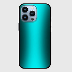 Чехол для iPhone 13 Pro Чёрный и неоновый голубой градиент по центру, цвет: 3D-черный