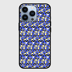 Чехол для iPhone 13 Pro Киберпанк шестиугольники синие, цвет: 3D-черный