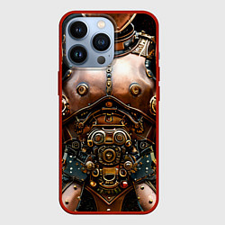 Чехол для iPhone 13 Pro Рыцарские доспехи фэнтези Стимпанк, цвет: 3D-красный
