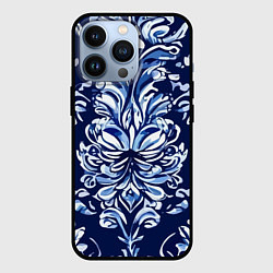 Чехол для iPhone 13 Pro Гжель русский орнамент королевский синий, цвет: 3D-черный