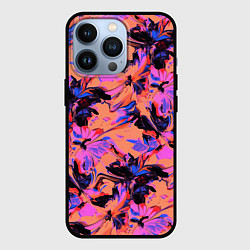 Чехол для iPhone 13 Pro Абстрактные цветы - текучая краска, цвет: 3D-черный