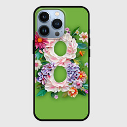 Чехол для iPhone 13 Pro Цветы - 8 марта, цвет: 3D-черный