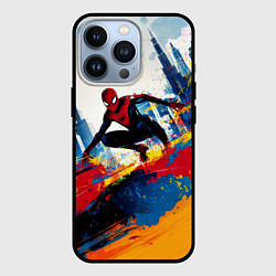 Чехол для iPhone 13 Pro Человек - паук и пролитая краска, цвет: 3D-черный