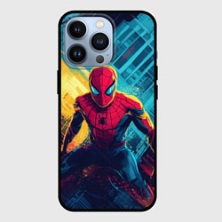 Чехол для iPhone 13 Pro Человек паук и краски, цвет: 3D-черный