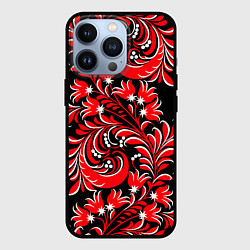 Чехол для iPhone 13 Pro Хохлома - красная роспись, цвет: 3D-черный