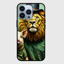 Чехол для iPhone 13 Pro Лев со свиньей, цвет: 3D-черный