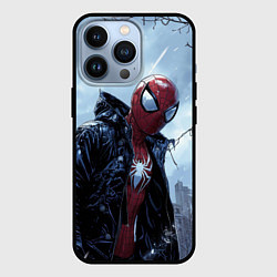 Чехол для iPhone 13 Pro Человек-паук в куртке, цвет: 3D-черный