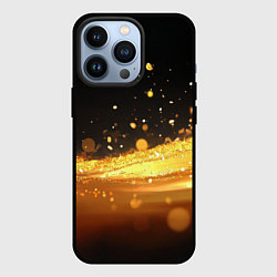 Чехол для iPhone 13 Pro Золотые блестки на черном фоне, цвет: 3D-черный