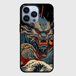 Чехол для iPhone 13 Pro Японский дракон и волны в стиле тату ирезуми, цвет: 3D-черный