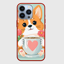Чехол для iPhone 13 Pro Корги с поздравлениями - 8 марта, цвет: 3D-красный