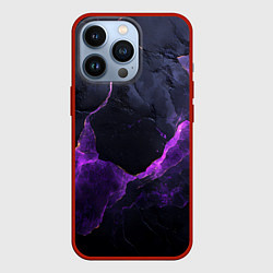Чехол для iPhone 13 Pro Фиолетово-черная объемная текстура, цвет: 3D-красный