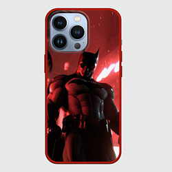 Чехол для iPhone 13 Pro Бэтмен красный ночной город, цвет: 3D-красный
