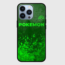 Чехол iPhone 13 Pro Pokemon - green gradient посередине