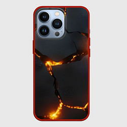 Чехол для iPhone 13 Pro Разлом на матовой текстуре, цвет: 3D-красный