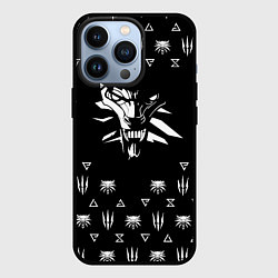 Чехол для iPhone 13 Pro Ведьмак логотипы, цвет: 3D-черный