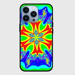 Чехол для iPhone 13 Pro Неоновая психоделика узор, цвет: 3D-черный